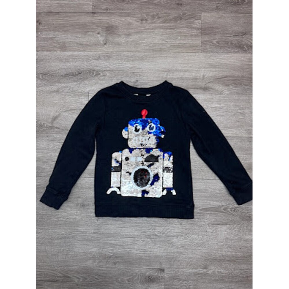 Robot Reversible Sequin Sweatshirt Black Long Sleeve Kids 6-8Y